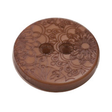 Acrylic Button 2 Hole Engraved 23mm Light Brown