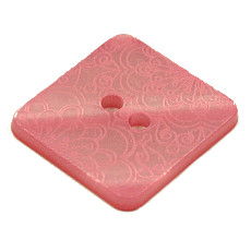 Acrylic Button 2 Hole Square Gloss Embossed 37mm Rose Pink