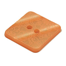 Acrylic Button 2 Hole Square Gloss Embossed 37mm Tangerine