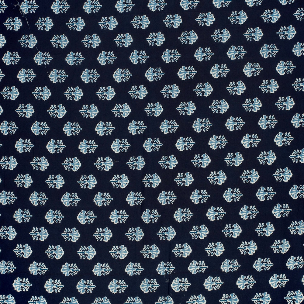 Indigo Abstract Indian Block Print In Cotton By Modelo Fabrics