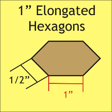 1 Inch Elongated Hexagons 100 Pieces - Paper Piecing