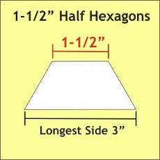 1.50 Inch Half Hexagons 50 Pieces - Paper Piecing