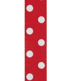Spot Print Ribbon 7/8in 20mm Red/white 50yds / 46m &#8987;