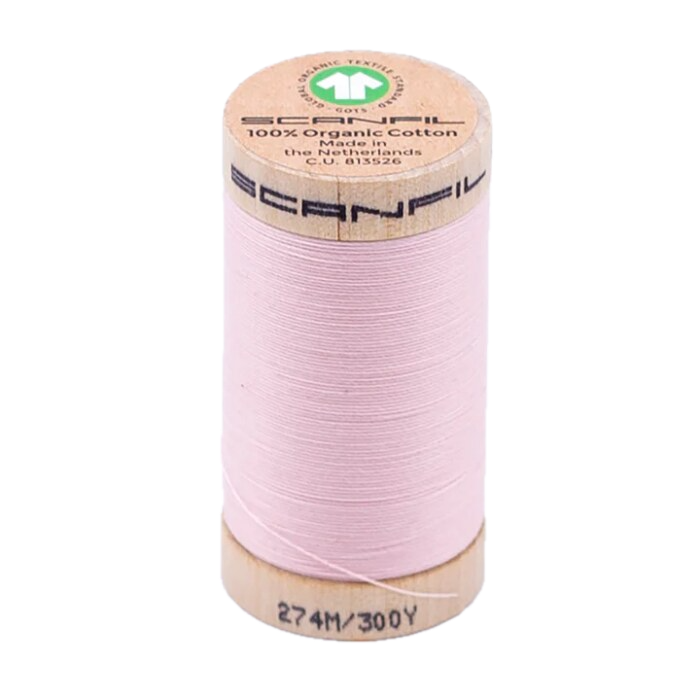 Crystal Pink 30/2 Weight Scanfil Organic Thread 274 Metres (300 Yards)