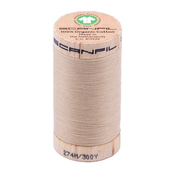 Ivory Cream 30/2 Weight Scanfil Organic Thread 274 Metres (300 Yards)
