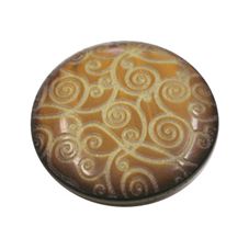 Acrylic Shank Button Gold Embossed 18mm Amber