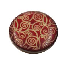Acrylic Shank Button Gold Embossed 18mm Burgundy