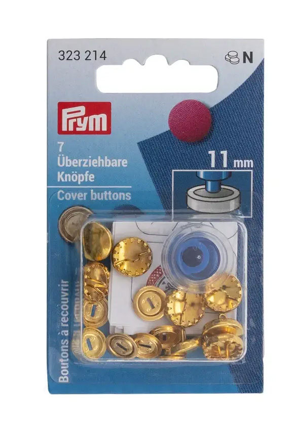 Prym Cover Buttons 11mm Silver Finish - 8 Pieces Brass Rustproof