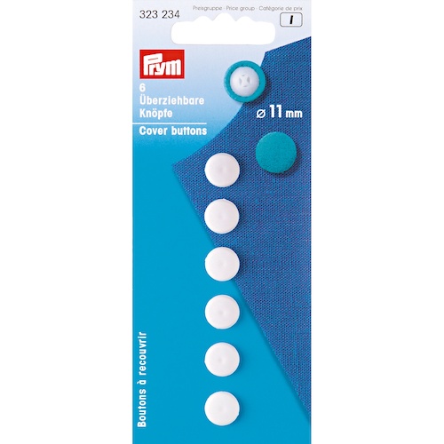 Prym Cover Buttons 11mm White Plastic - 6 Pieces