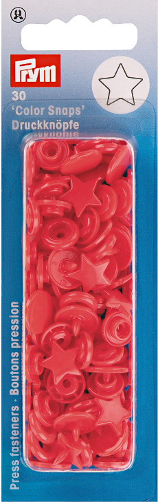 Prym Red Star Non-sew Colour Snaps - 12.4mm 30 Pieces