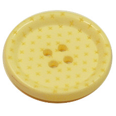 Acrylic Button 4 Hole Ridge Edge Cross Engraved 18mm Lemon