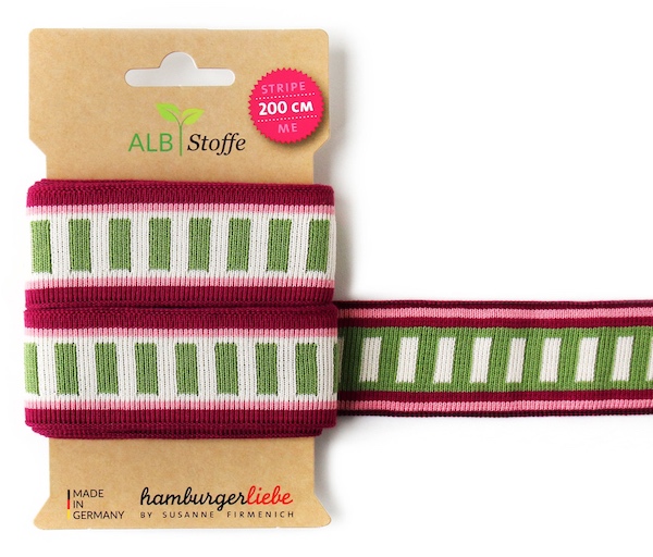 Stripe ME Icon Wine/Olive Trim from Wanderlust by Hamburger Liebe for Albstoffe