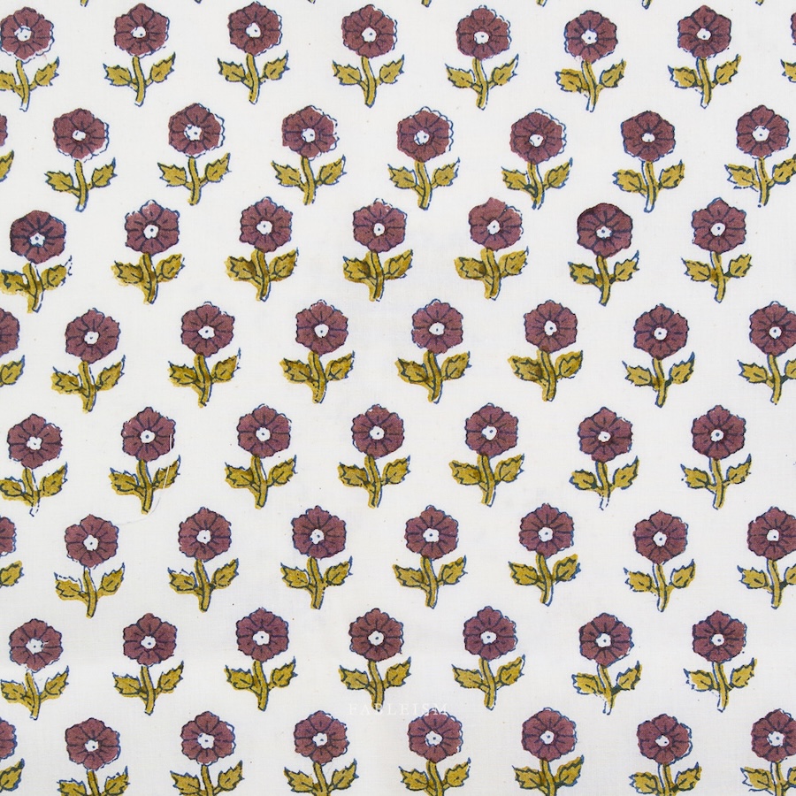 Flowering In Eggplant From Indian Block Prints Cottage By Fableism (Avail Apr)