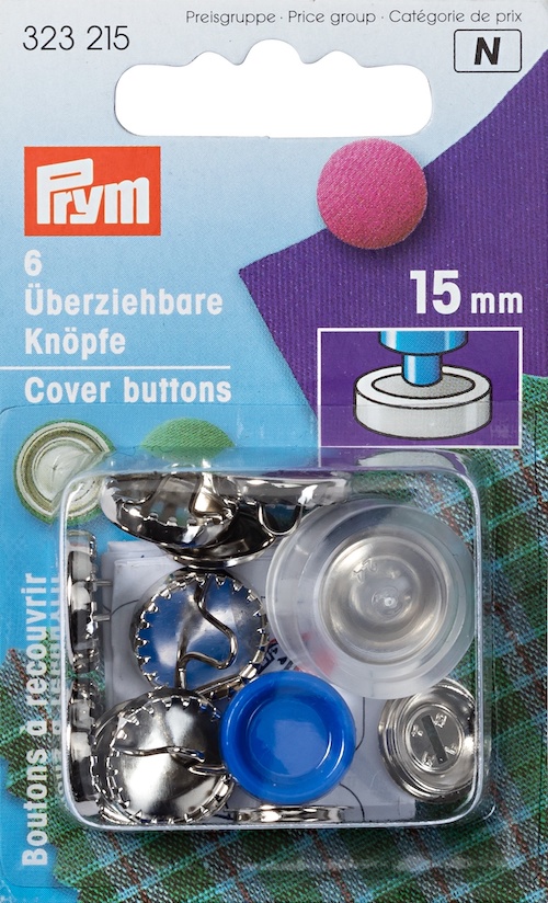 Prym Cover Buttons 11mm Silver Finish - 8 Pieces Brass Rustproof