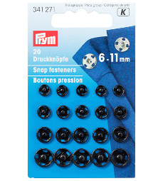 Prym Sew-On Snap Fasteners Assorted6-11mm Black Colour