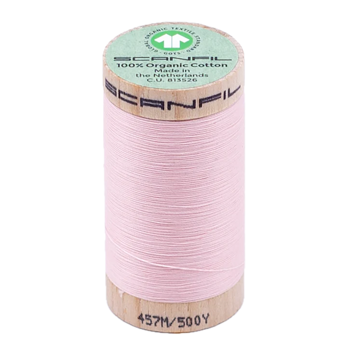 Crystal Pink 50/2 Weight Scanfil Organic Thread 457 Metres (500 Yards)