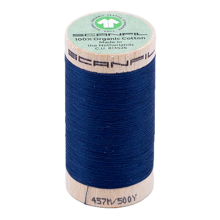 Sailor Blue 50/2 Weight Scanfil Organic Thread 457 Metres (500 Yards)