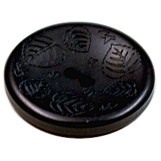 Acrylic Button 2 Hole Mini Leaves Engraved 28mm Navy
