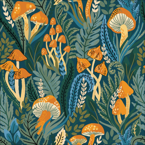 Mushrooms from Baltic Woodland by Maria Galybina For Cloud9 Fabrics