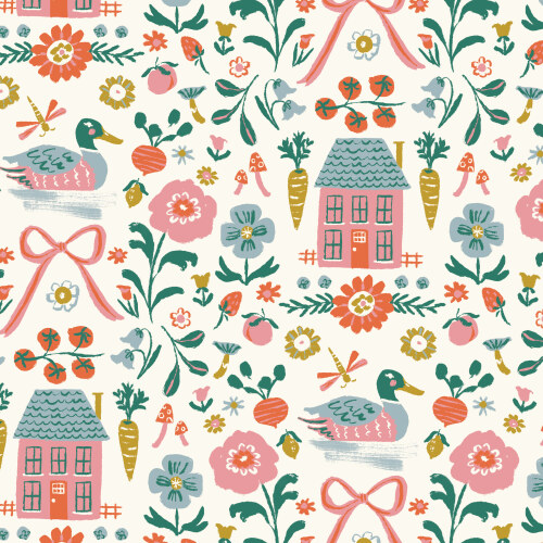 Homestead from Happy Homestead in Ivory/Multi by Samantha Johnson for Cloud9 Fabrics