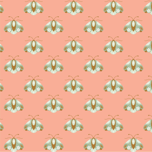 Little Moth Coral From Vintage Charm By Popeia Herzog For Cloud9 Fabrics (Due Dec)