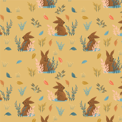 Bunny Hops From Woodland Creatures By Dominika Godette For Cloud9 Fabrics (Due Oct)