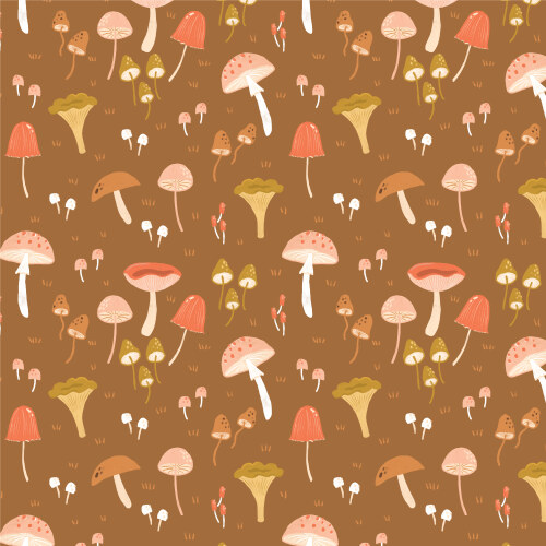 Magic Mushroom Brown From Woodland Creatures By Dominika Godette For Cloud9 Fabrics (Due Oct)