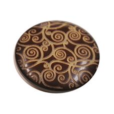 Acrylic Shank Button Gold Embossed 23mm Chocolate