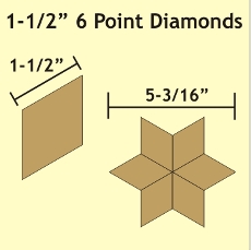 1-1/2in 6 Point Diamond Small Pack 75 Pieces - Paper Piecing