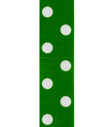 Spot Print Ribbon 7/8in 20mm Emerald/white 50yds / 46m