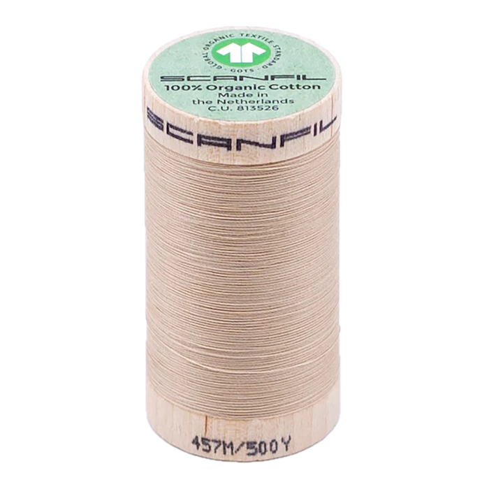 Ivory Cream 50/2 Weight Scanfil Organic Thread 457 Metres (500 Yards)