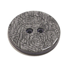 Acrylic Button 2 Hole Engraved 18mm Silver Grey