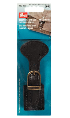 Prym Magnetic Clasp 45 X 115mm Antique Brass / Brown Leather