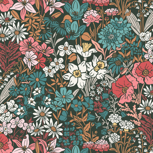 Garden in Dark Forest from Eventide by Jillian Anderson for Cloud9 Fabrics