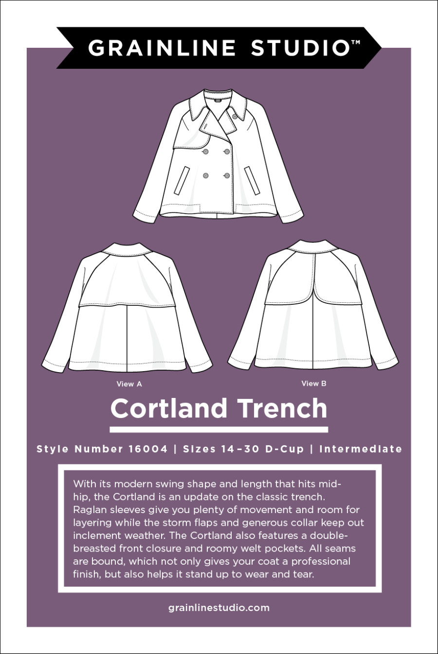 Cortland Trench Pattern Size 14-30 by Grainline Studio