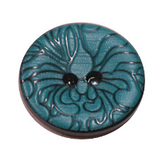 Acrylic Button 2 Hole Engraved 18mm Teal