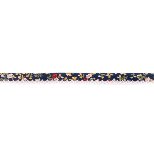 Yellow Floral Crochet-edged Poplin Bias Binding Double Fold - 15mm X 25m &#8987;