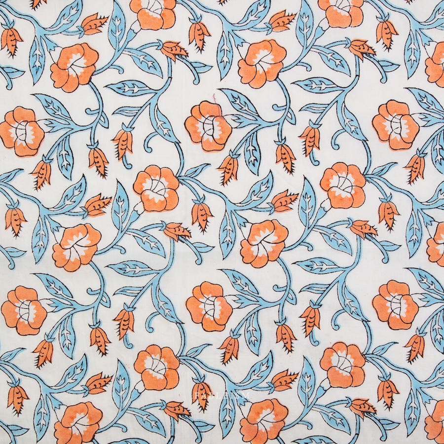 Trumpet Vines In Winter From Indian Block Prints Cottage By Fableism (Avail Apr)