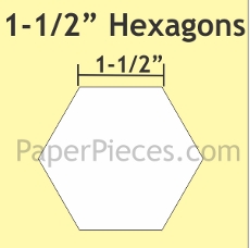 1-1/2in Hexagons Small Pack 50 Pieces - Paper Piecing