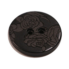 Acrylic Button 2 Hole Engraved 18mm Black