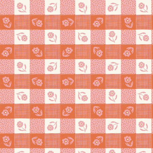 Gingham from Happy Homestead in Pink/Orange by Samantha Johnson for Cloud9 Fabrics