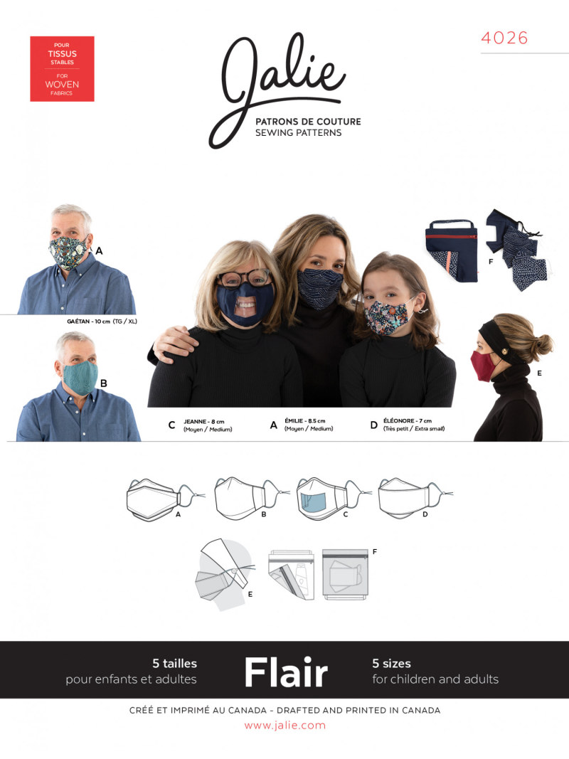 Flair Face Masks and accessories Pattern by Jalie