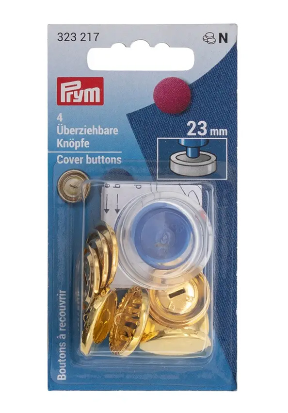 Prym Cover Buttons 23mm Silver Finish - 4 Pieces Brass Rustproof