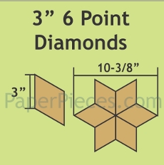 3in 6 Point Diamond Small Pack 50 Pieces - Paper Piecing