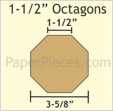1.5 Inch Octagons 16 Pieces - Paper Piecing