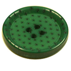Acrylic Button 4 Hole Ridge Edge Cross Engraved 18mm Emerald