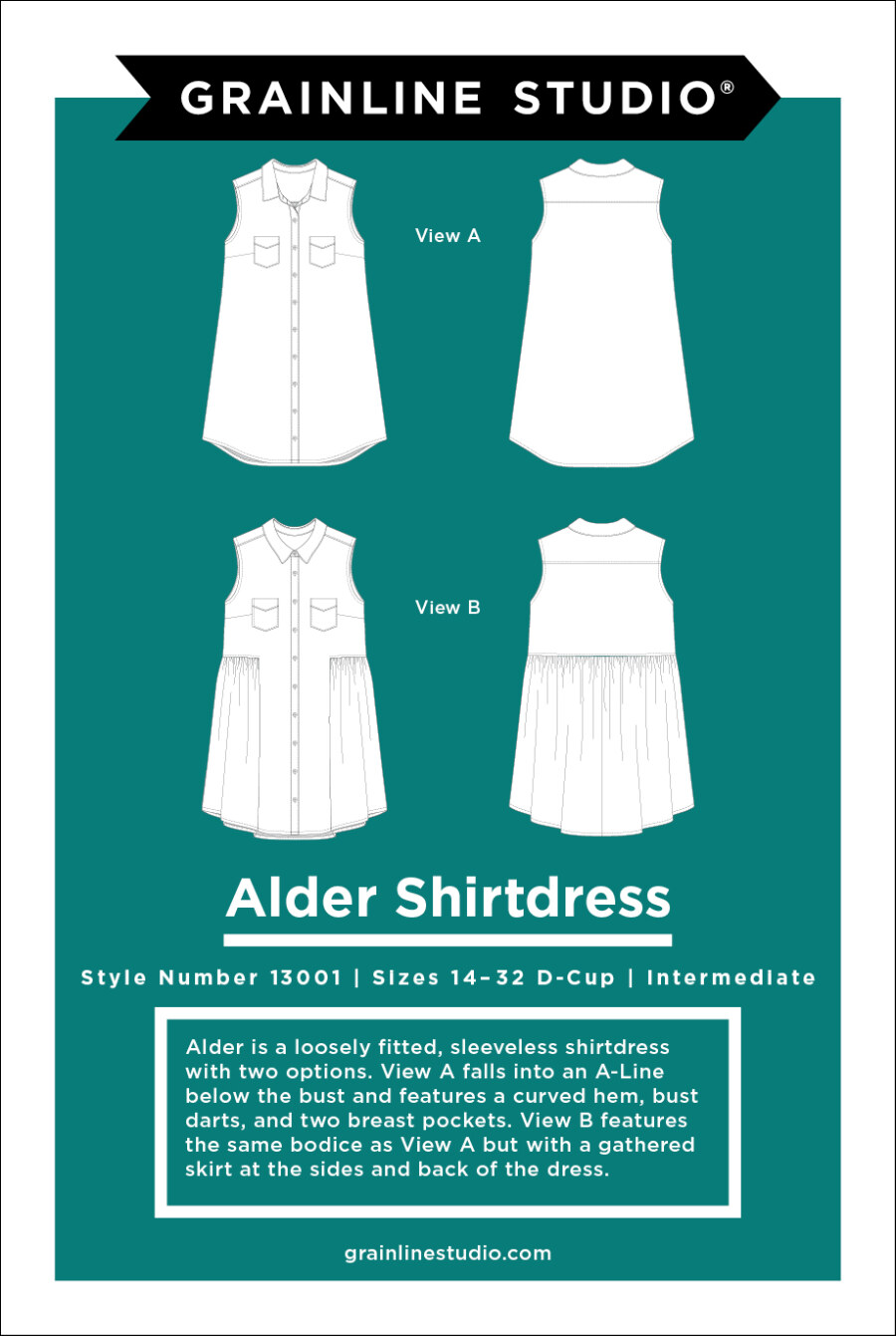 Alder Shirtdress Pattern Size 14-30 By Grainline Studio