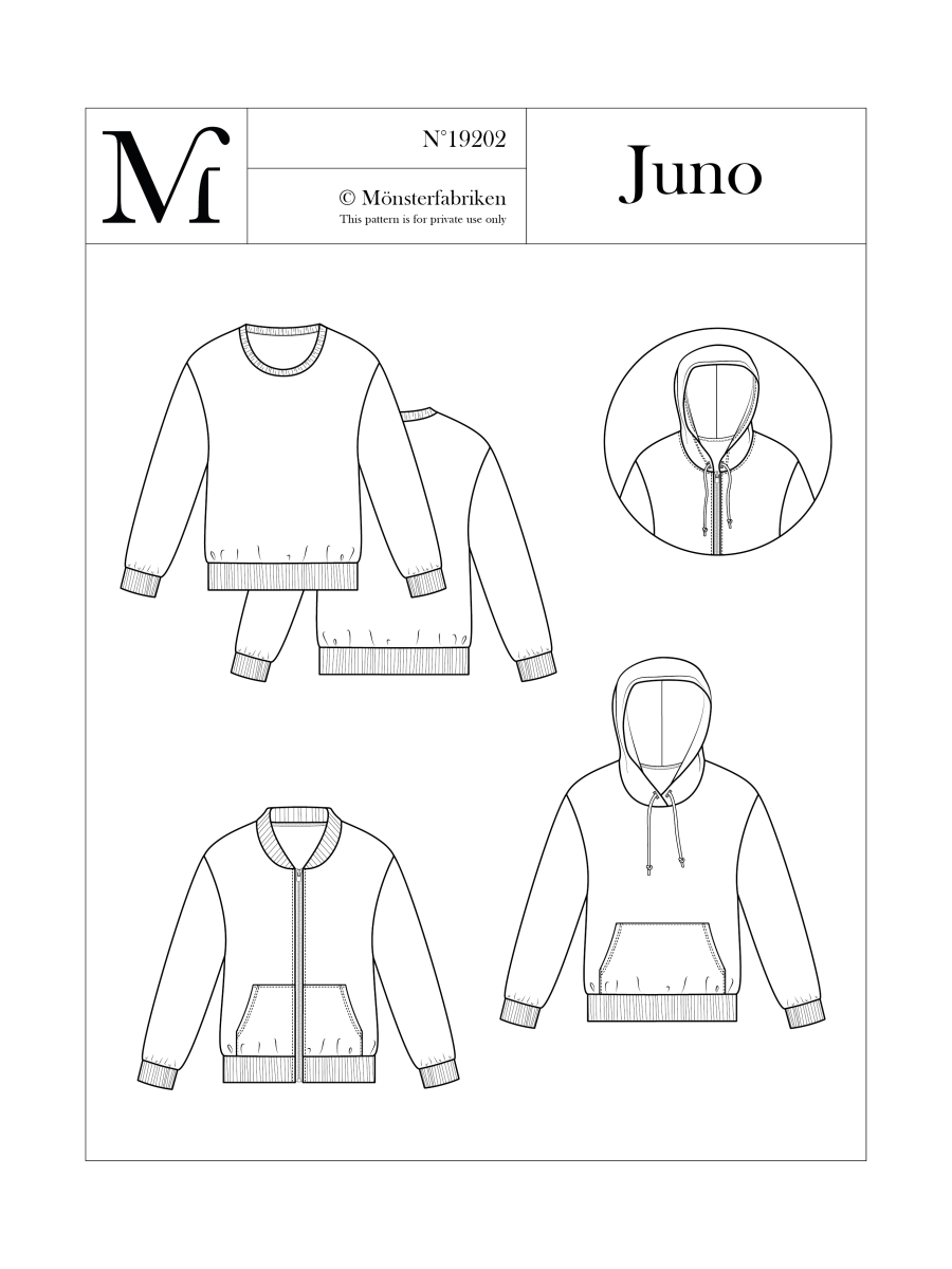 Juno Sweatshirt Pattern 64 - 116cm Chest by Monsterfabriken