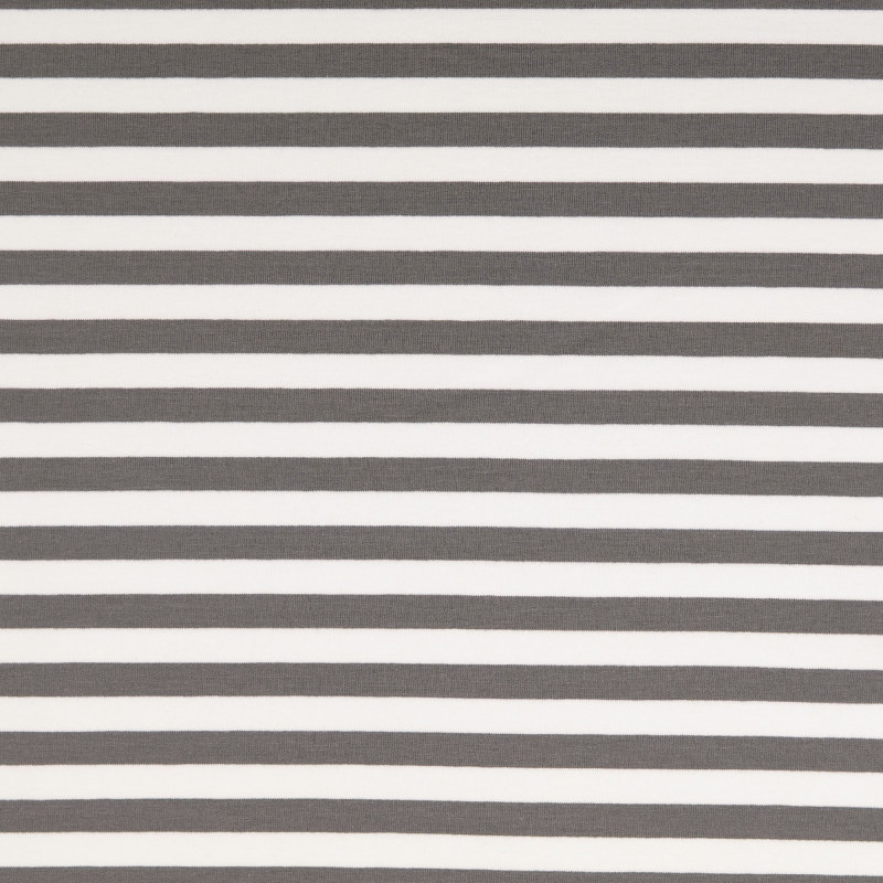 Malo Dark Grey / White Yarn Dyed Striped French Terry Fabric