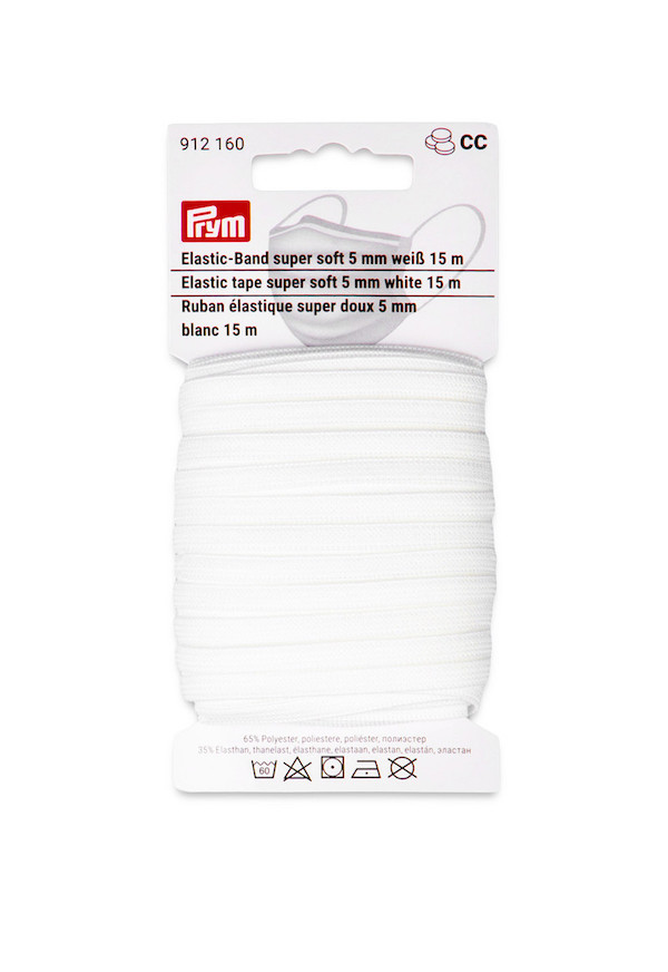 Prym Elastic Tape Super Soft White 5mm x 15m
